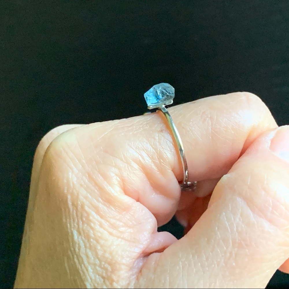 Raw Aquamarine 925 Sterling Silver Ring US 7 - Picture 5 of 5